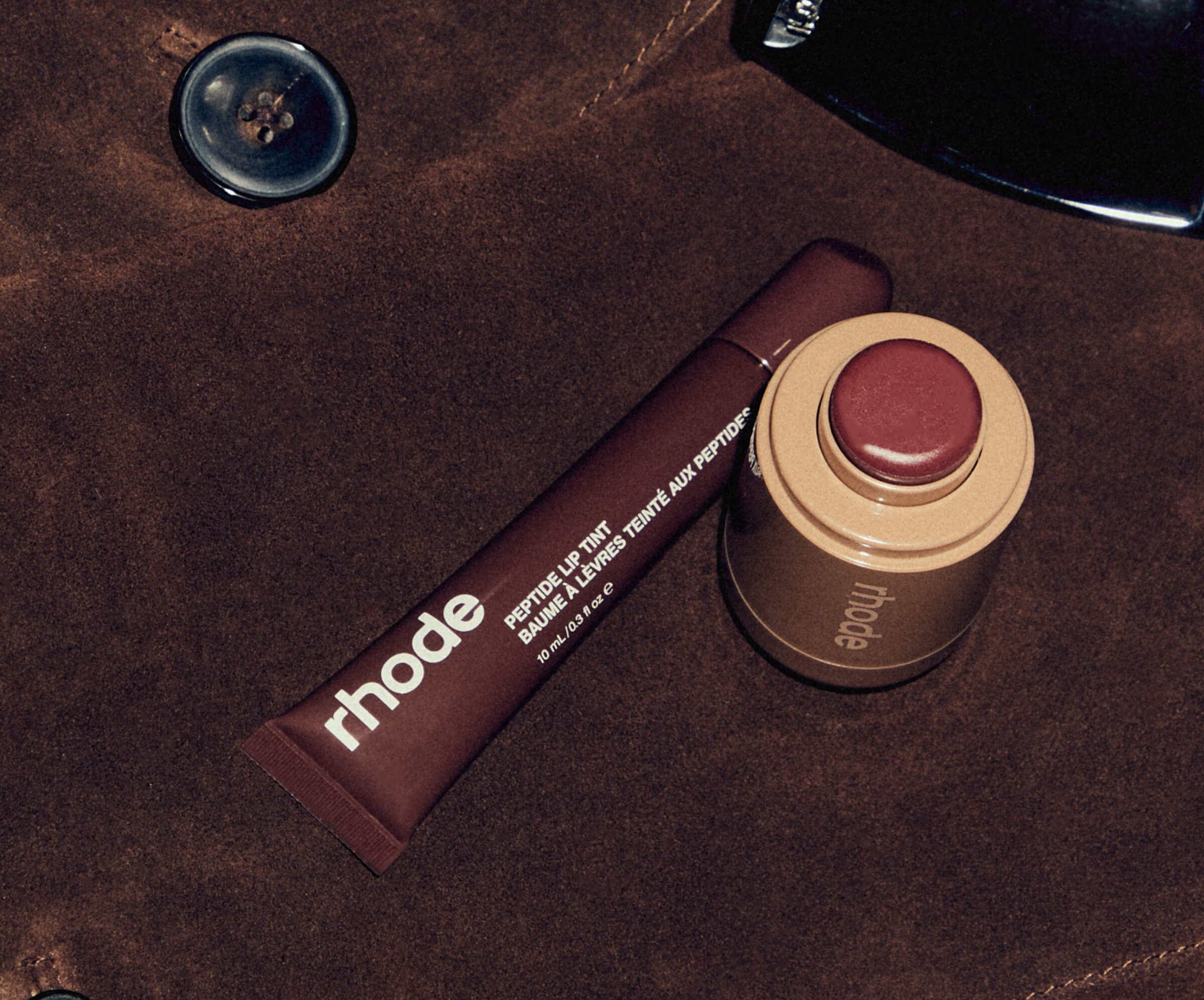 PRE-VENTA - Rhod The Duos Pocket Blush + Peptide Lip Tint Toasted Teddy + Espresso