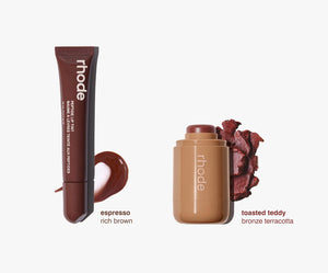 PRE-VENTA Rhode - The Fall Duo Pocket Blush + Peptide Lip Tint in Espresso +Toasted Teddy