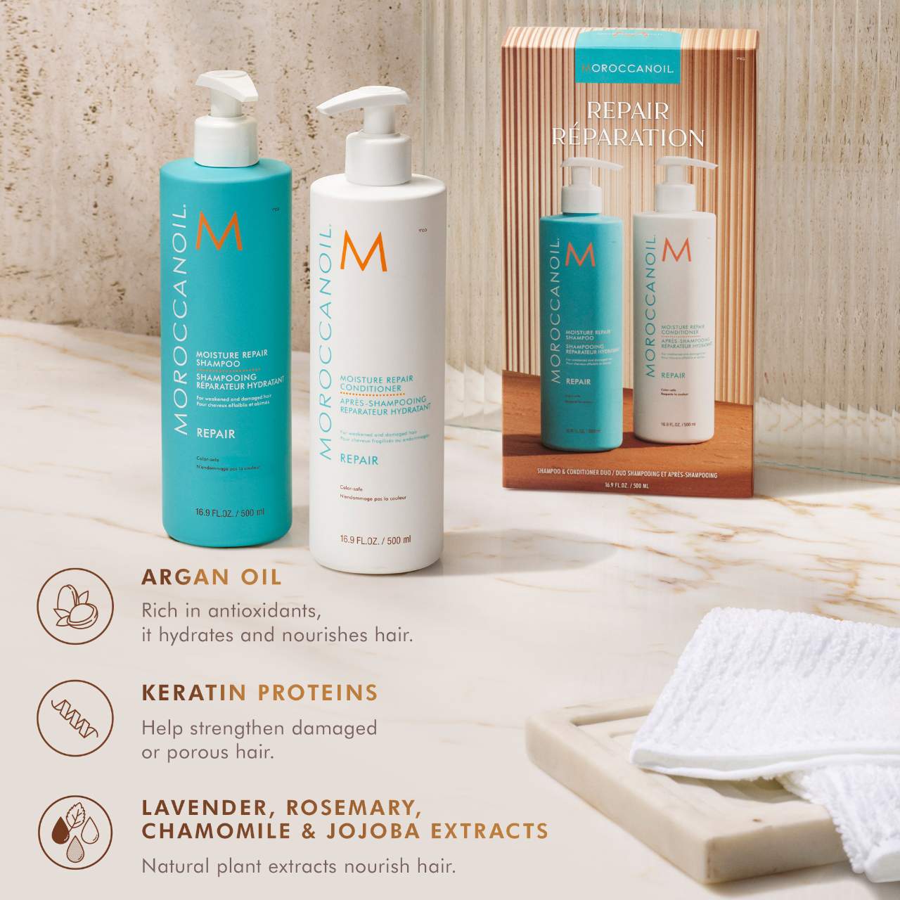 PRE-VENTA Moroccanoil Repair Shampoo and Conditioner Jumbo Set