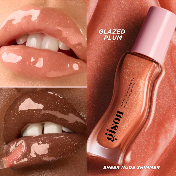 PRE-VENTA - Gisou Honey Infused Hydrating Lip Oil Glazed Plum Shimmer