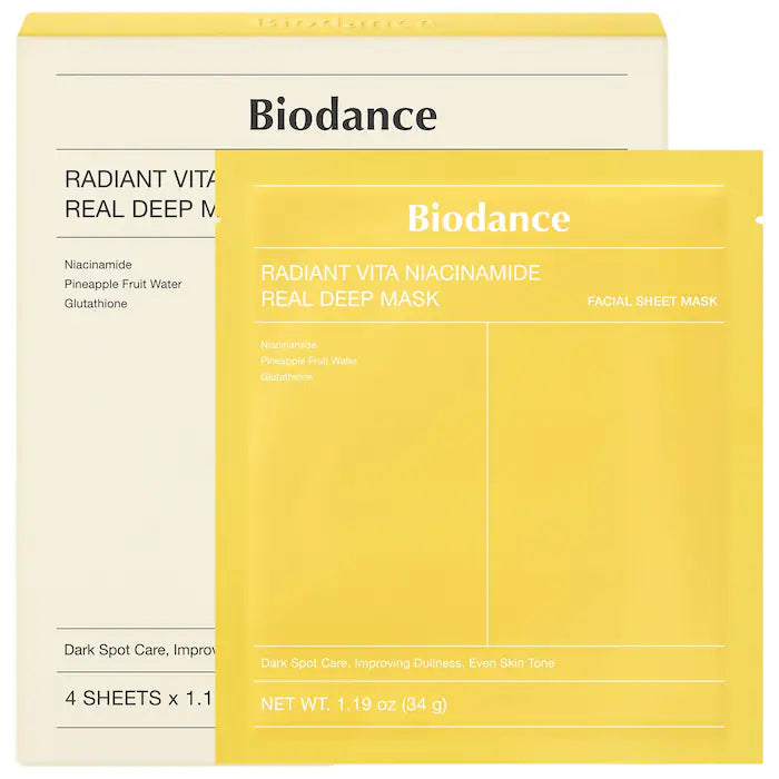 PRE-VENTA - Biodance  Radiant Vita Niacinamide Real Deep Mask - 4 pack for Brightening Dull & Dark Spot Care