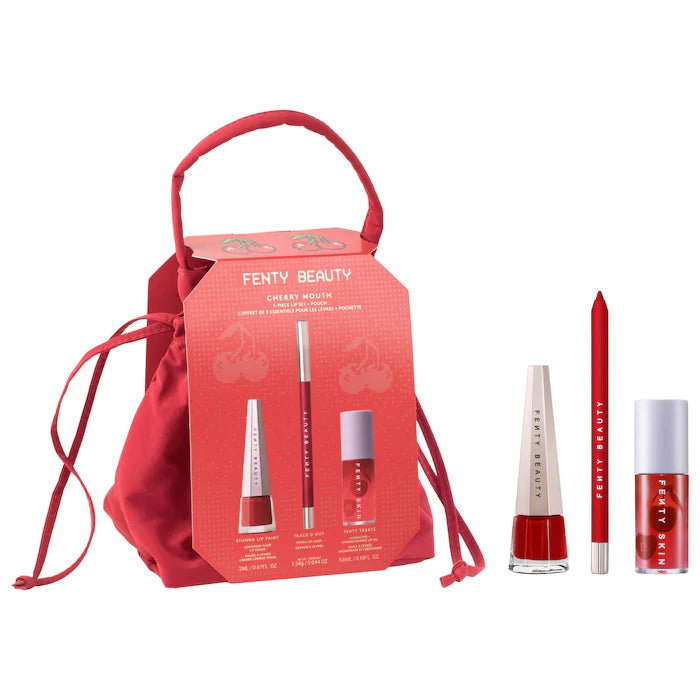 PRE-VENTA - Fenty Beauty Cherry Mouth 3-Piece Lip Set + Pouch